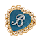 Gold Tone Filigree Heart Blue Enamel Initial Pin