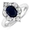 1.5ctw Blue Sapphire and Diamond 14K White Gold Halo Ring