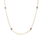 Ruby Color CZ Station Necklace In 14K Gold Over Brass