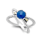 Blue Sapphire X-Design Band Ring In Sterling Silver With 18K Gold Accents