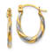 14K Yellow Gold with Rhodium Twist Hoop Earrings