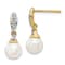 14K Yellow Gold 6-7mm White Round Freshwater Cultured Pearl 0.08ct
Diamond Dangle Earrings