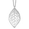 Sterling Silver Rhodium-plated Satin Cut-out Leaf Necklace