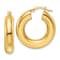 14k Yellow Gold Polished 1 1/16" Round Tube Hoop Earrings