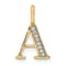 14K Yellow Gold Diamond Letter A Initial Pendant