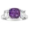 8mm Square Cushion Amethyst And White Topaz Rhodium Over Sterling Silver Ring