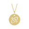 14K Yellow Gold Cancer Zodiac Disc Pendant With Chain