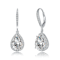 Pear Shape CZ Halo Drop Earrings In Sterling Silver