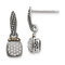 Sterling Silver Antiqued with 14K Accent Diamond Dangle Post Earrings