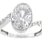 Bezel Set Oval CZ Bypass Ring In Sterling Silver