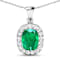 2.50ctw 14K White Gold Zambian Emerald and White Diamond Pendant with 18
inch Cable Chain