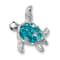 Rhodium Over Sterling Silver Polished Crystal Turtle Chain Slide Pendant