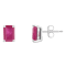 6x4mm Emerald Cut Ruby 14k White Gold Stud Earrings