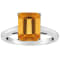 10x8mm Emerald Cut Citrine Rhodium Over Sterling Silver Ring