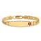 14k Yellow Gold Medical Soft Diamond Shape Red Enamel Curb Link ID Bracelet