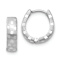 Rhodium Over 14k White Gold 9/16" Diamond-Cut Patterned Hinged Hoop Earrings