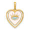 14K Two-tone Gold Polished Multi Color Enamel Eye In Heart Charm
