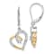 14K Yellow and White Gold Lab Grown Diamond Heart Leverback Earrings