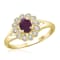 Red Ruby with White Diamond Accent 14K Gold Over Sterling Silver Ring 0.44ct