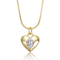 CZ Heart Pendant In 14K Gold Over Brass