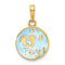 14k Yellow Gold Polished It's A Boy Pendant with Blue Enamel and Clear
Epoxy Resin