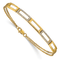 14k Yellow Gold Polished Rectangle Link Diamond Double Strand Bracelet