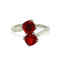 Red Lab Created Ruby and Moissanite Rhodium Over Sterling Silver Bypass Ring
