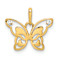 14k Yellow Gold Polished Cubic Zirconia Butterfly Pendant