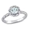 Aquamarine and Diamond 14K White Gold Halo Ring 0.84ctw