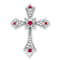 Rhodium Over 10k White Gold 0.09 cttw Ruby and Diamond Fleur-de-Lis
Cross Slide Pendant