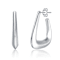 Irregular Box-Shaped Hoop Earrings In Rhodium Over Brass