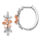 14K Rose Gold and 14K White Gold Flower Hoop Earrings with Diamond