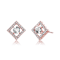 CZ Halo Stud Earrings In 18K Rose Gold Over Brass