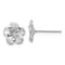 Rhodium Over 14K White Gold 8.5mm Satin Diamond-Cut Plumeria Stud Earring