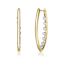 Pear Shape Pearl Drop Hoop Earrings In 14K Gold Over Brass
