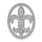Rhodium Over 14k White Gold Oval Diamond Fleur de Lis Chain Slide Pendant