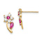 14k Yellow Gold Children's Clear and Red Cubic Zirconia Flower Stud Earrings