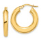 14k Yellow Gold Polished 7/8" Tube Hoop Earrings