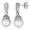14KW Drop Earrings  0.32 ctrw Diamond 9mm Cultured Pearl