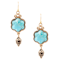 Barse Jewelry 15mm Blue Turquoise Gold Tone Flower Drop Earrings