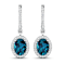 2.20ctw 14K White Gold London Blue Topaz  and White Diamond Halo Earrings
