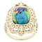 Multi-Color Blended Turquoise and Filigree Ring In 18K Gold Over
Sterling Silver 14x11mm