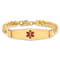 14k Yellow Gold Medical Soft Diamond Shape Red Enamel Curb Link ID Bracelet
