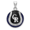 Rhodium Over Sterling Silver MLB LogoArt Colorado Rockies Enameled Pendant
