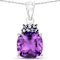 Purple Amethyst and Tanzanite  Cushion Cut Sterling Silver Necklace