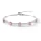 Rhodium Over Sterling Silver Oval Pink Sapphire and White Zircon Bolo
Bracelet 1.1ctw