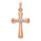 14k Rose Gold and 14k White Gold Diamond Latin Cross with Heart Pendant