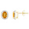 7x5mm Oval Citrine And Created White Sapphire 10k Yellow Gold Halo Stud Earrings