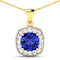 2.10ctw 14K Yellow Gold Tanzanite and White Diamond Pendant with 18 inch
Cable Chain