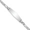 Rhodium Over 14k White Gold Semi-solid Soft Diamond Shape Figaro Link ID Bracelet